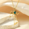 Wholesale Stainless Steel Necklace With Electroplating Letters Numbers Text Pattern Birthstone Pendant