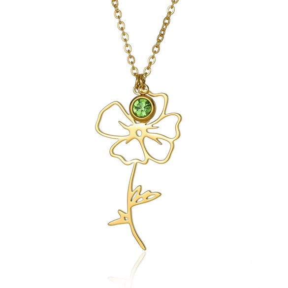 Wholesale Stainless Steel Necklace With Electroplating Letters Numbers Text Pattern Birthstone Pendant