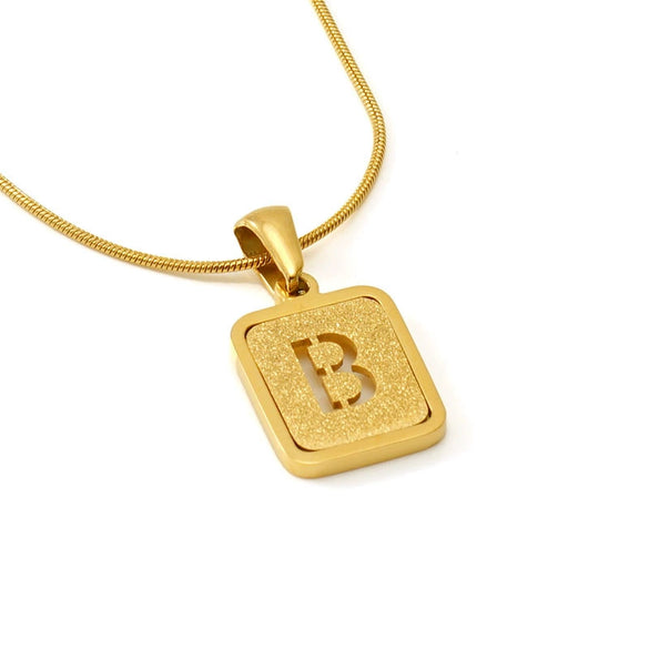 Wholesale Stainless Steel Necklace With Electroplating 26 Letters Pendant And New Sand Pressing Process Snake Chain Design