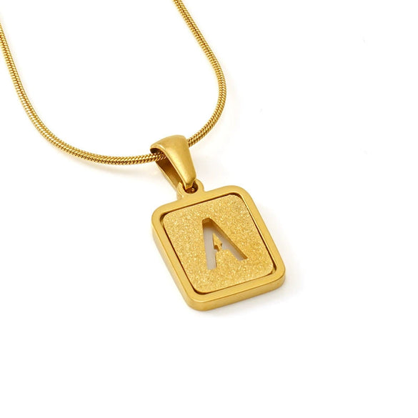 Wholesale Stainless Steel Necklace With Electroplating 26 Letters Pendant And New Sand Pressing Process Snake Chain Design