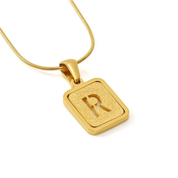 Wholesale Stainless Steel Necklace With Electroplating 26 Letters Pendant And New Sand Pressing Process Snake Chain Design