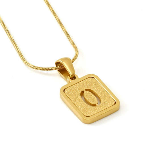 Wholesale Stainless Steel Necklace With Electroplating 26 Letters Pendant And New Sand Pressing Process Snake Chain Design