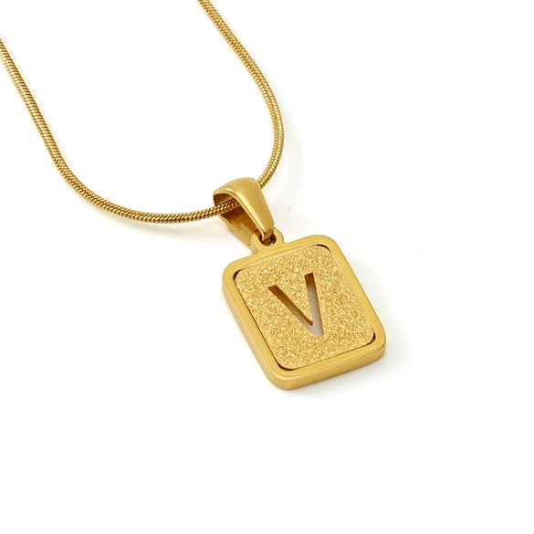 Wholesale Stainless Steel Necklace With Electroplating 26 Letters Pendant And New Sand Pressing Process Snake Chain Design