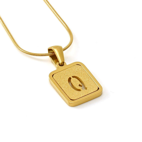 Wholesale Stainless Steel Necklace With Electroplating 26 Letters Pendant And New Sand Pressing Process Snake Chain Design