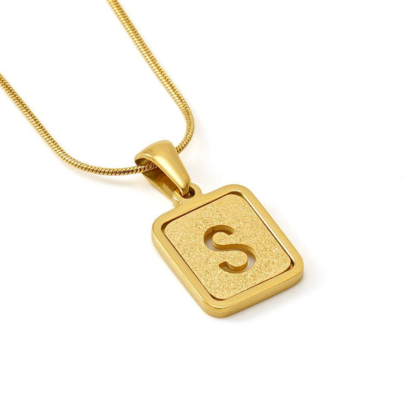 Wholesale Stainless Steel Necklace With Electroplating 26 Letters Pendant And New Sand Pressing Process Snake Chain Design