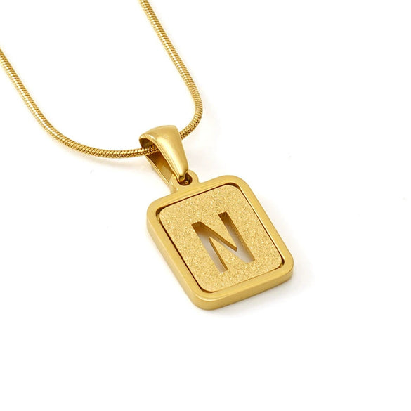 Wholesale Stainless Steel Necklace With Electroplating 26 Letters Pendant And New Sand Pressing Process Snake Chain Design