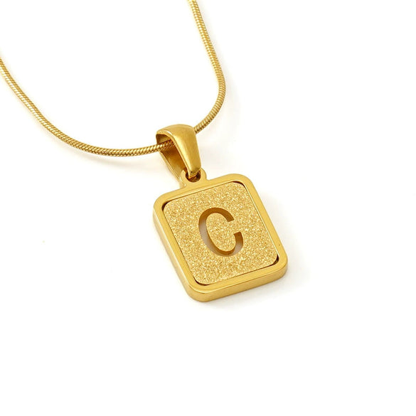 Wholesale Stainless Steel Necklace With Electroplating 26 Letters Pendant And New Sand Pressing Process Snake Chain Design
