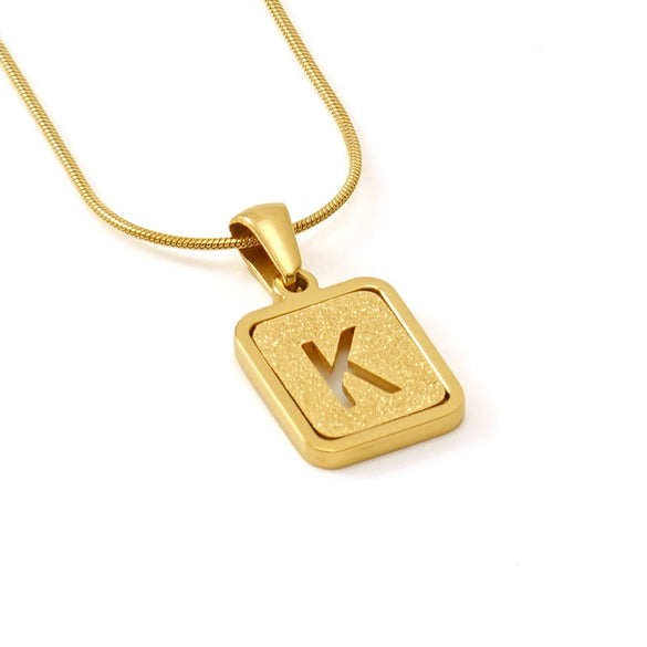 Wholesale Stainless Steel Necklace With Electroplating 26 Letters Pendant And New Sand Pressing Process Snake Chain Design