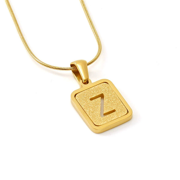 Wholesale Stainless Steel Necklace With Electroplating 26 Letters Pendant And New Sand Pressing Process Snake Chain Design