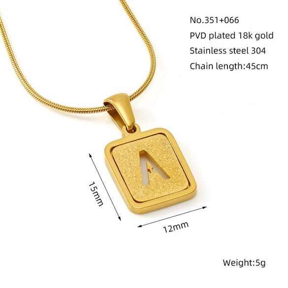 Wholesale Stainless Steel Necklace With Electroplating 26 Letters Pendant And New Sand Pressing Process Snake Chain Design