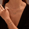 Wholesale Stainless Steel Necklace With Geometric Beads Electroplated Double Layer Stacked Collarbone Chain For Women