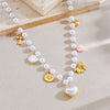 Wholesale Stainless Steel Necklace With Imitation Pearl Chain Scallop Heart Bow Star Pendant And Electroplating Design