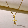 Wholesale Stainless Steel Necklace With 18K Gold Cross Pendant And Round Geometric Design Electroplated