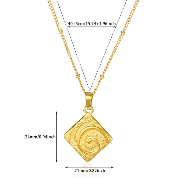 Wholesale Stainless Steel Necklace With 18K Gold Cross Pendant And Round Geometric Design Electroplated