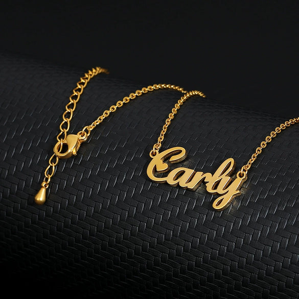 Wholesale Stainless Steel Necklace With Letters Numbers Text Pattern Gold Plated