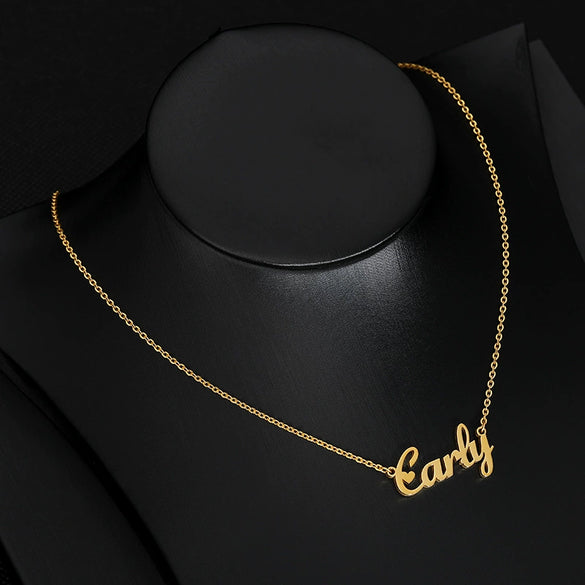Wholesale Stainless Steel Necklace With Letters Numbers Text Pattern Gold Plated