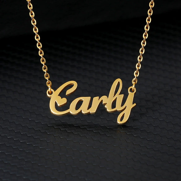 Wholesale Stainless Steel Necklace With Letters Numbers Text Pattern Gold Plated