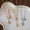 Wholesale Stainless Steel Necklace With Ocean Wind Shell Starfish And Pearl Elements Furnace Vacuum Plated 18K Gold Color Preservation