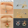 Wholesale Stainless Steel Non Piercing Lip Ring With Cross Sunflower Zircon Pendant Simple Style Electroplating Process
