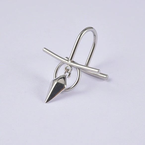 Wholesale Stainless Steel Non Piercing Lip Ring With Cross Sunflower Zircon Pendant Simple Style Electroplating Process