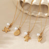 Wholesale Stainless Steel Ocean Series Necklace With Turtle Conch Pearl Pendant Electroplated 18K Gold Non Fading Animal Pattern