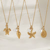 Wholesale Stainless Steel Ocean Series Necklace With Turtle Conch Pearl Pendant Electroplated 18K Gold Non Fading Animal Pattern