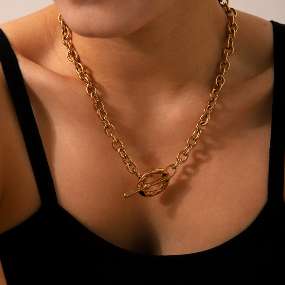 Wholesale Stainless Steel Ochain Necklace For Women With Geometric Style And Electroplating
