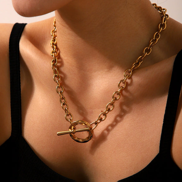 Wholesale Stainless Steel Ochain Necklace For Women With Geometric Style And Electroplating