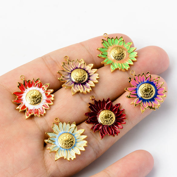 Wholesale Stainless Steel Oil Dripping Floral Pendant Jewelry Accessories For Earrings Hair And Mobile Phone
