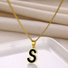 Wholesale Stainless Steel Oil Dripping Letter Pendant Necklace Set With Horse Whip Chain