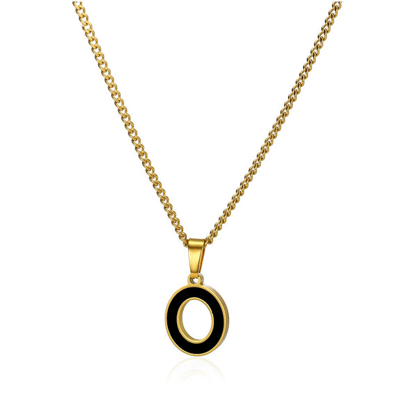 Wholesale Stainless Steel Oil Dripping Letter Pendant Necklace Set With Horse Whip Chain