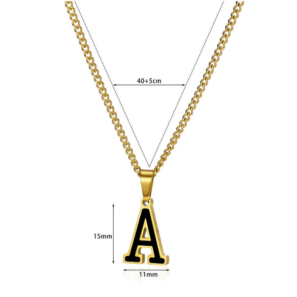 Wholesale Stainless Steel Oil Dripping Letter Pendant Necklace Set With Horse Whip Chain