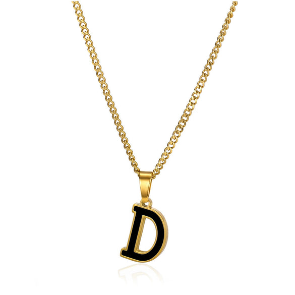 Wholesale Stainless Steel Oil Dripping Letter Pendant Necklace Set With Horse Whip Chain