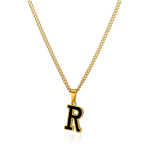 Wholesale Stainless Steel Oil Dripping Letter Pendant Necklace Set With Horse Whip Chain