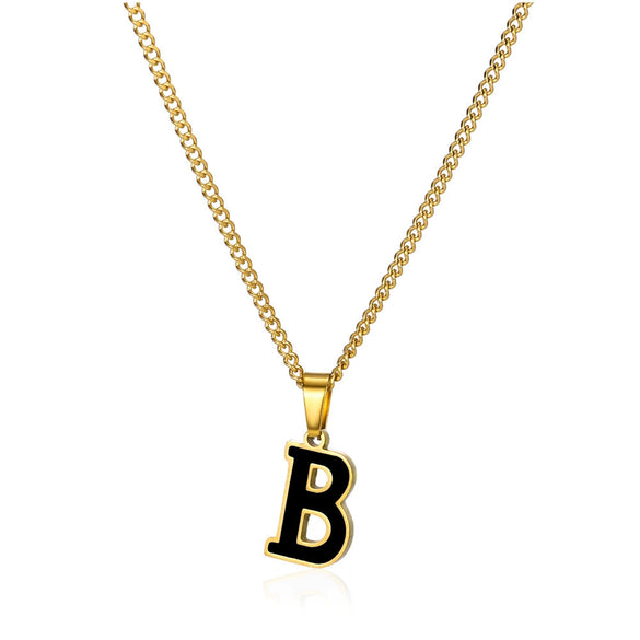 Wholesale Stainless Steel Oil Dripping Letter Pendant Necklace Set With Horse Whip Chain