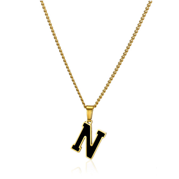 Wholesale Stainless Steel Oil Dripping Letter Pendant Necklace Set With Horse Whip Chain