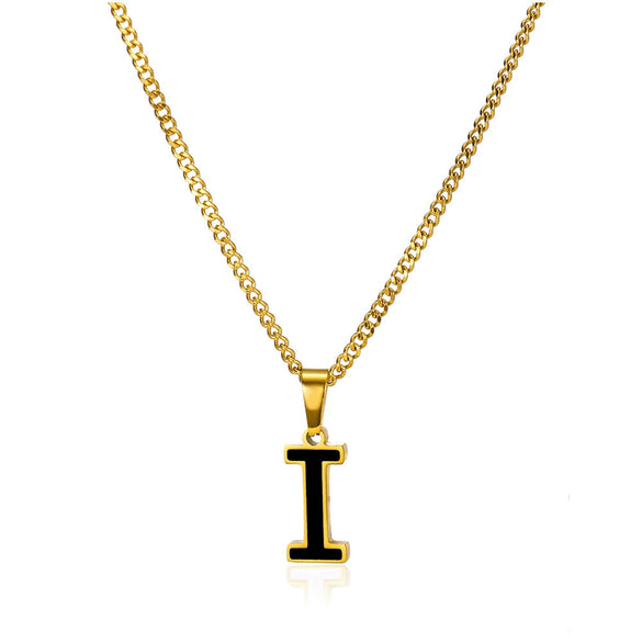 Wholesale Stainless Steel Oil Dripping Letter Pendant Necklace Set With Horse Whip Chain