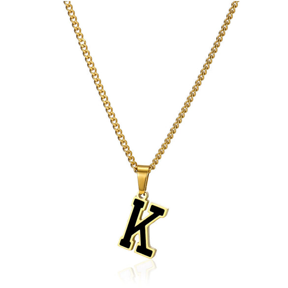 Wholesale Stainless Steel Oil Dripping Letter Pendant Necklace Set With Horse Whip Chain