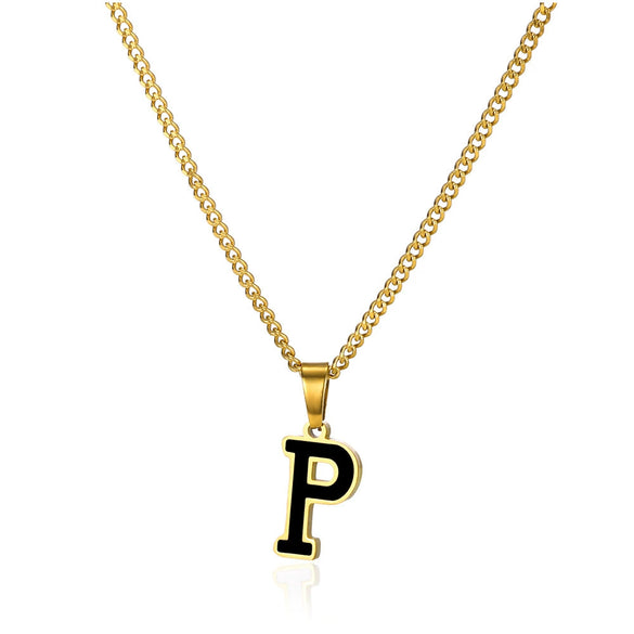 Wholesale Stainless Steel Oil Dripping Letter Pendant Necklace Set With Horse Whip Chain