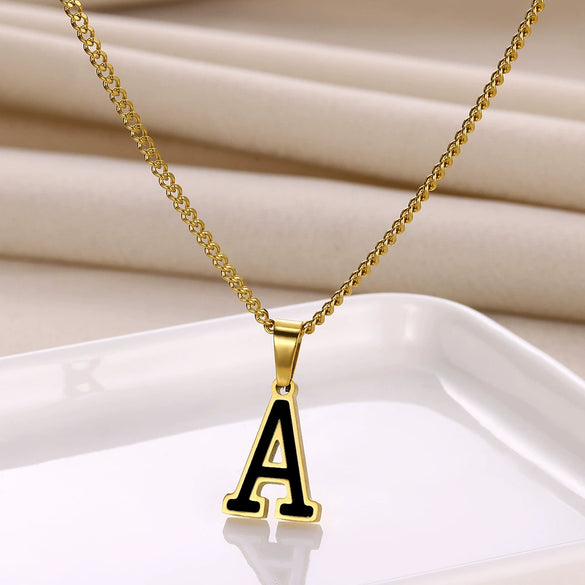 Wholesale Stainless Steel Oil Dripping Letter Pendant Necklace Set With Horse Whip Chain
