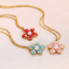 Wholesale Stainless Steel Oil Dripping Pearl Flower Geometric Style Women's Necklace