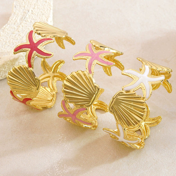 Wholesale Stainless Steel Oil Dripping Starfish Shell Bracelet Jewelry