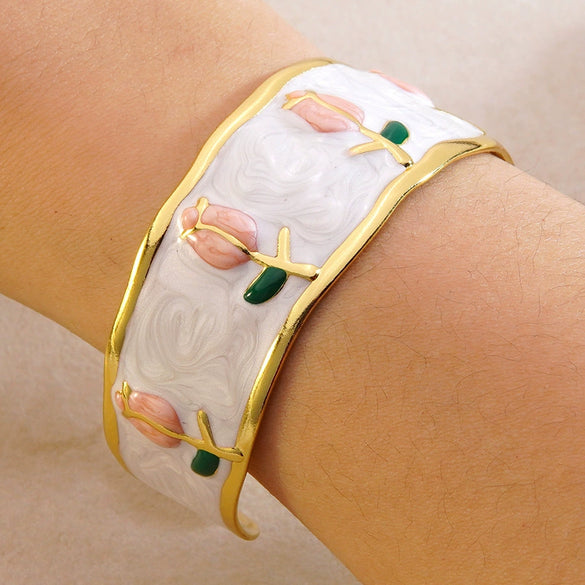 Wholesale Stainless Steel Oil Dripping Tulip Bracelet With Enamel Processing