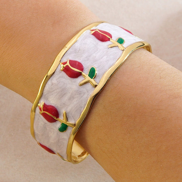 Wholesale Stainless Steel Oil Dripping Tulip Bracelet With Enamel Processing