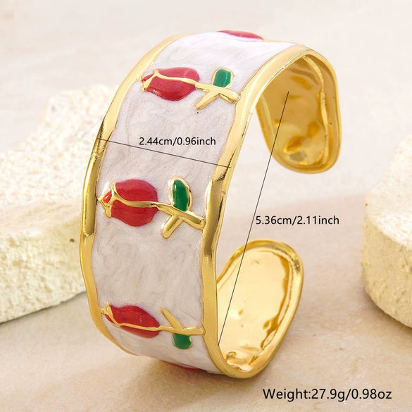Wholesale Stainless Steel Oil Dripping Tulip Bracelet With Enamel Processing