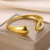 Wholesale Stainless Steel Open Bracelet With Geometric Concave And Convex Pattern And Electroplating Design