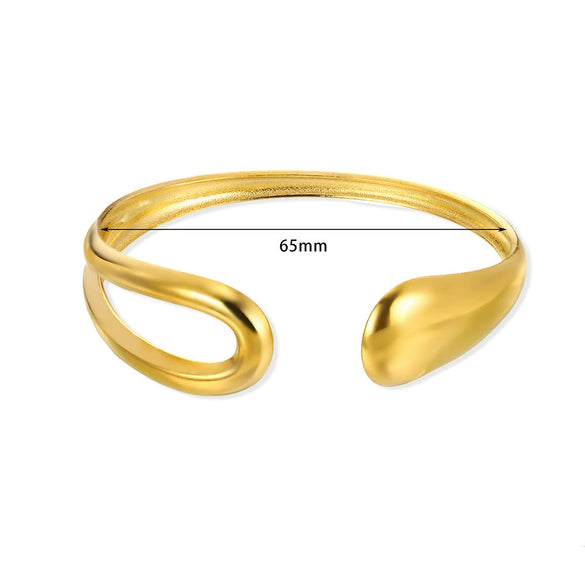 Wholesale Stainless Steel Open Bracelet With Geometric Concave And Convex Pattern And Electroplating Design