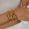 Wholesale Stainless Steel Open Bracelet With Geometric Style And Electroplating