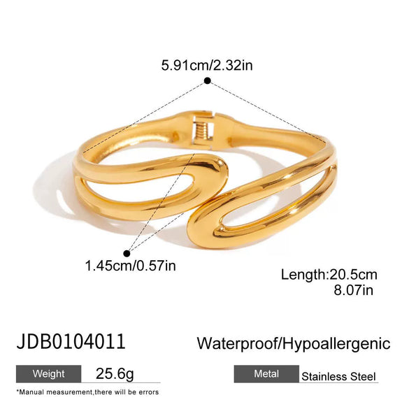 Wholesale Stainless Steel Open Bracelet With Geometric Style And Electroplating
