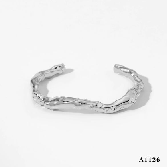 Wholesale Stainless Steel Open Bracelet With Irregular Texture Design And Electroplating Processing